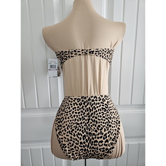 Michael Kors Convertable Cheetah Print Swimsuit Nwt Size 6 Charm Padded Cutouts - Picture 4 of 10